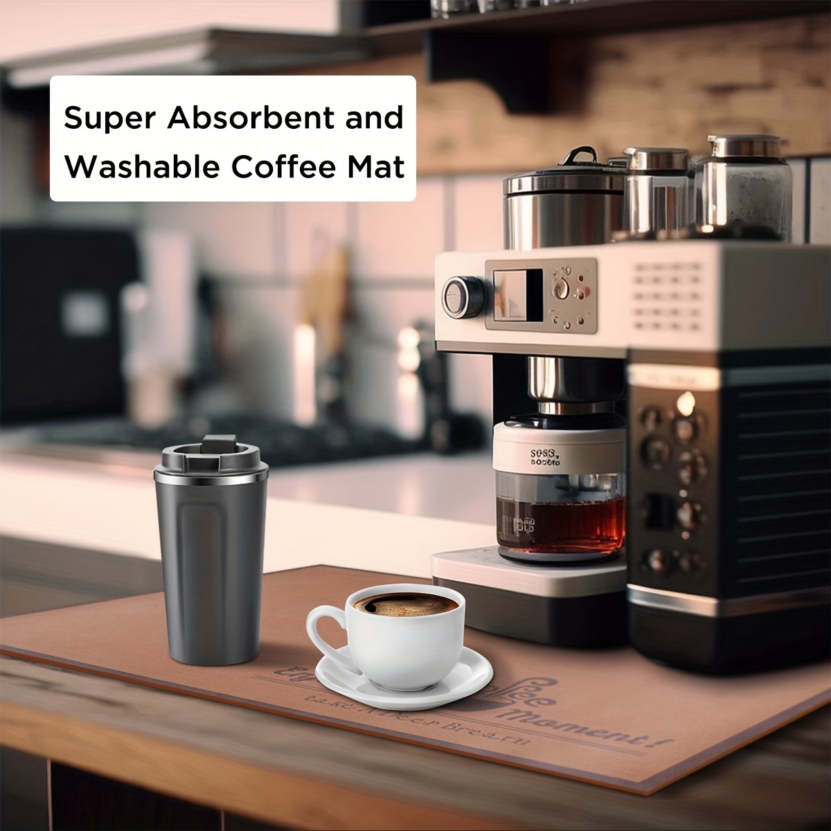 Tapis de machine à café pour comptoirs : tapis de bar à café absorbant pour  cuisine avec envers en caoutchouc, 30,5 x 43,2 cm, accessoires de bar à café  compatibles sous machine