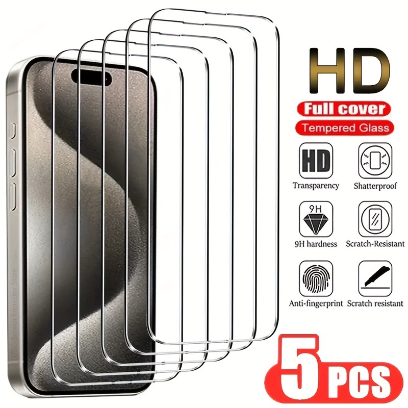

5pcs Tempered Glass For Iphone 14 11 12 13 15 Pro Max Mini Screen Protector For Iphone Xs Max X Xr 7 8 Plus Se Glass