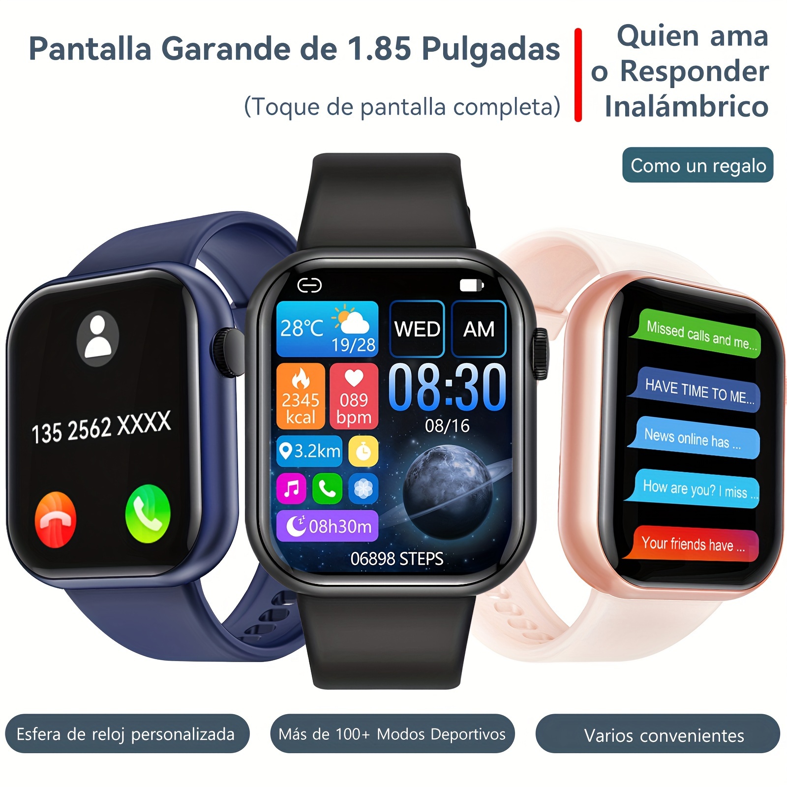Reloj inteligente CanMixs para teléfonos Android, iOS, resistentes