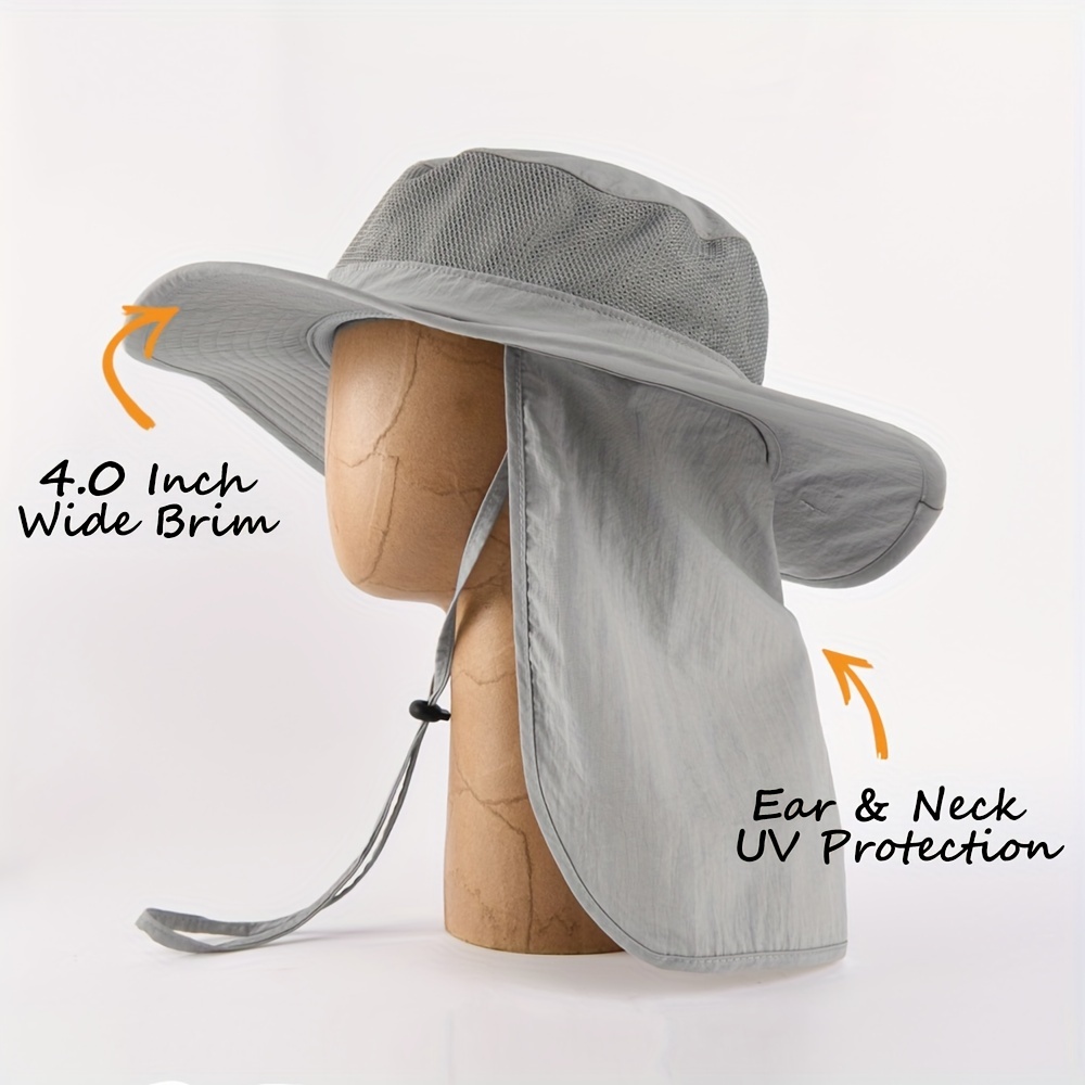 LCZTN Mens UPF 50+ Sun Protection Safari Cap Wide Brim Fishing Hiking Hat  with Neck Flap for Garden Work (2 Pack-Dark Grey＆Dark Grey) at  Men's  Clothing store