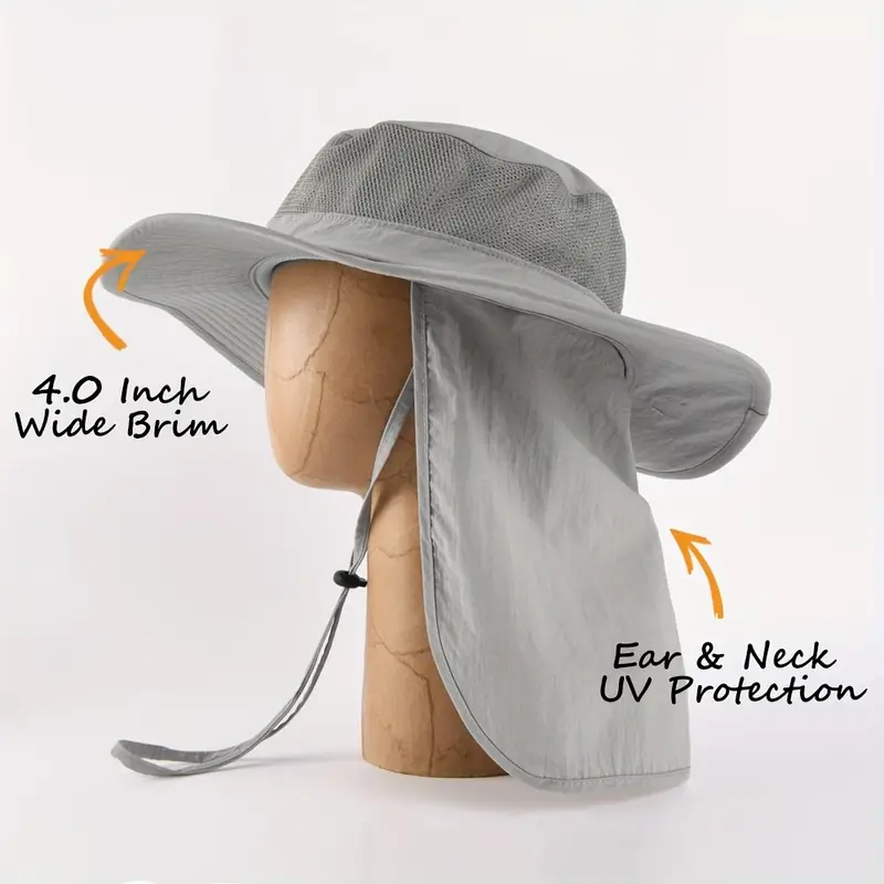 Sun Hat For Men Women Wide Brim Hiking Hat Sun Protection Hat With Neck  Flap Upf 50 Fishing Gardening - Jewelry & Accessories - Temu