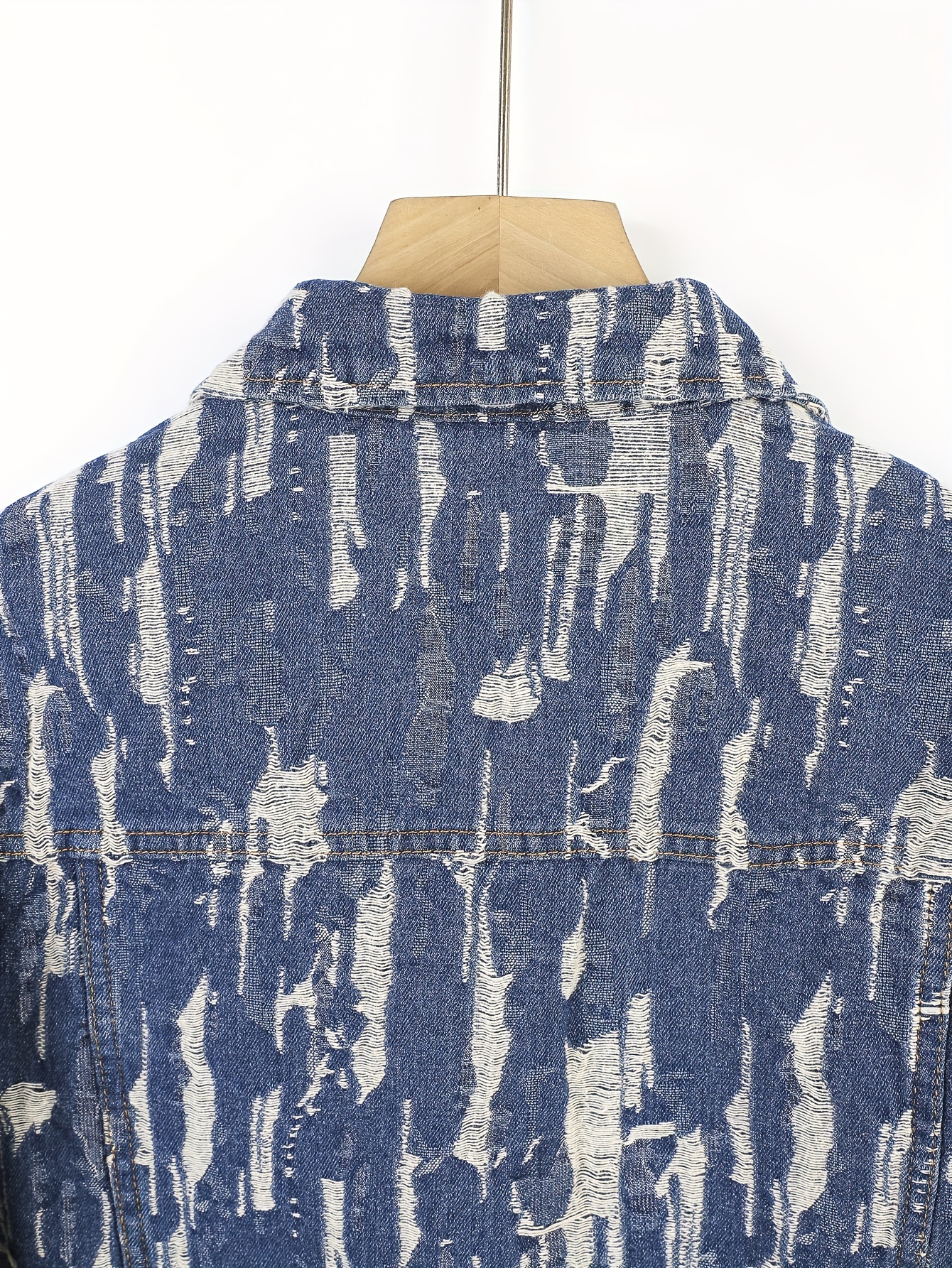 Jacquard Weave Denim Jacket, Men's Casual Street Style Chic Button