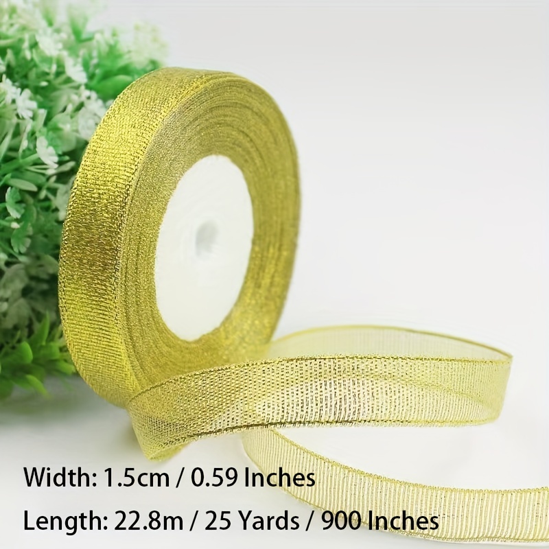 New Gold Glitter Satin Ribbon