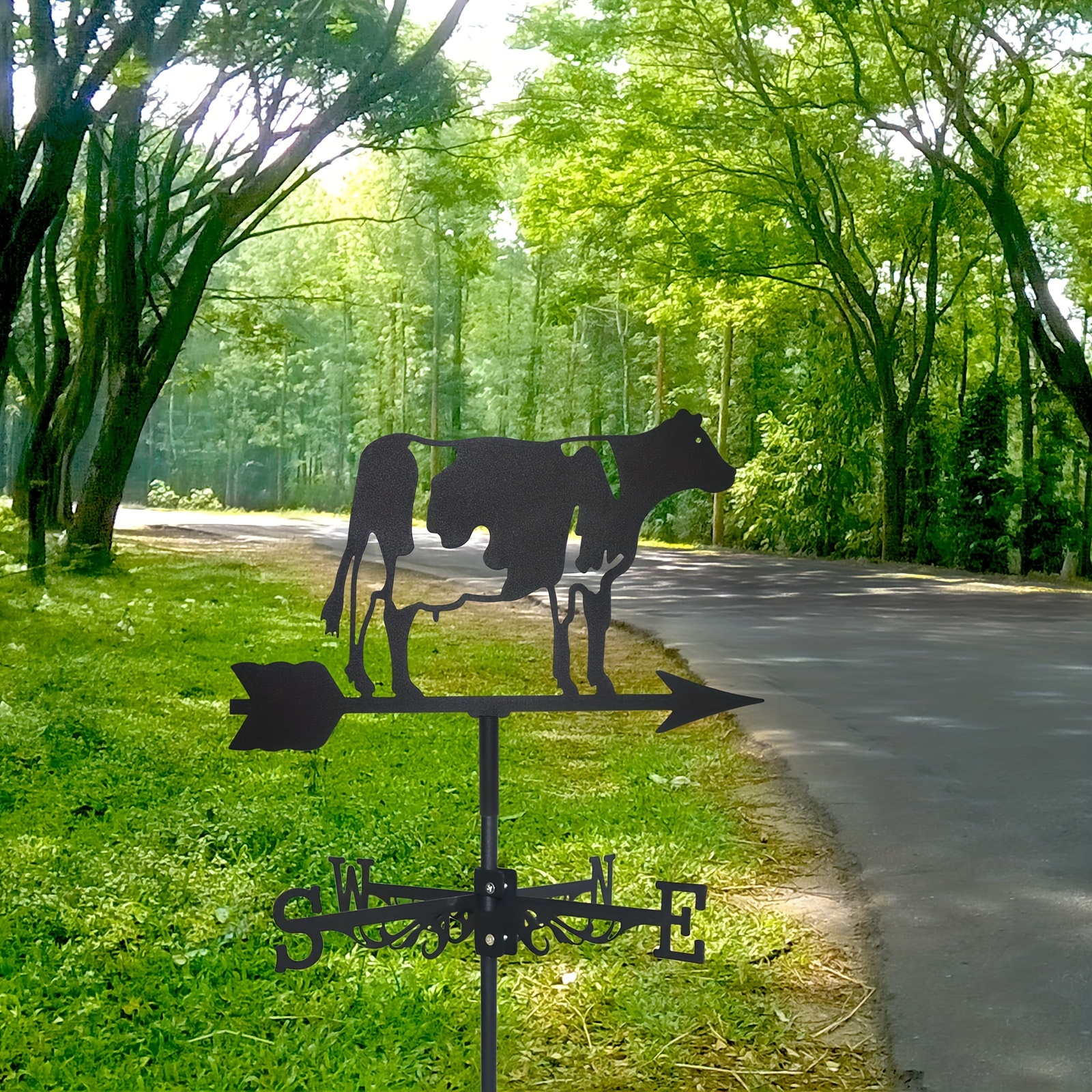 Black Metal Dachshund Weather Vane - Garden Roof Decoration With Wind Direction Indicator