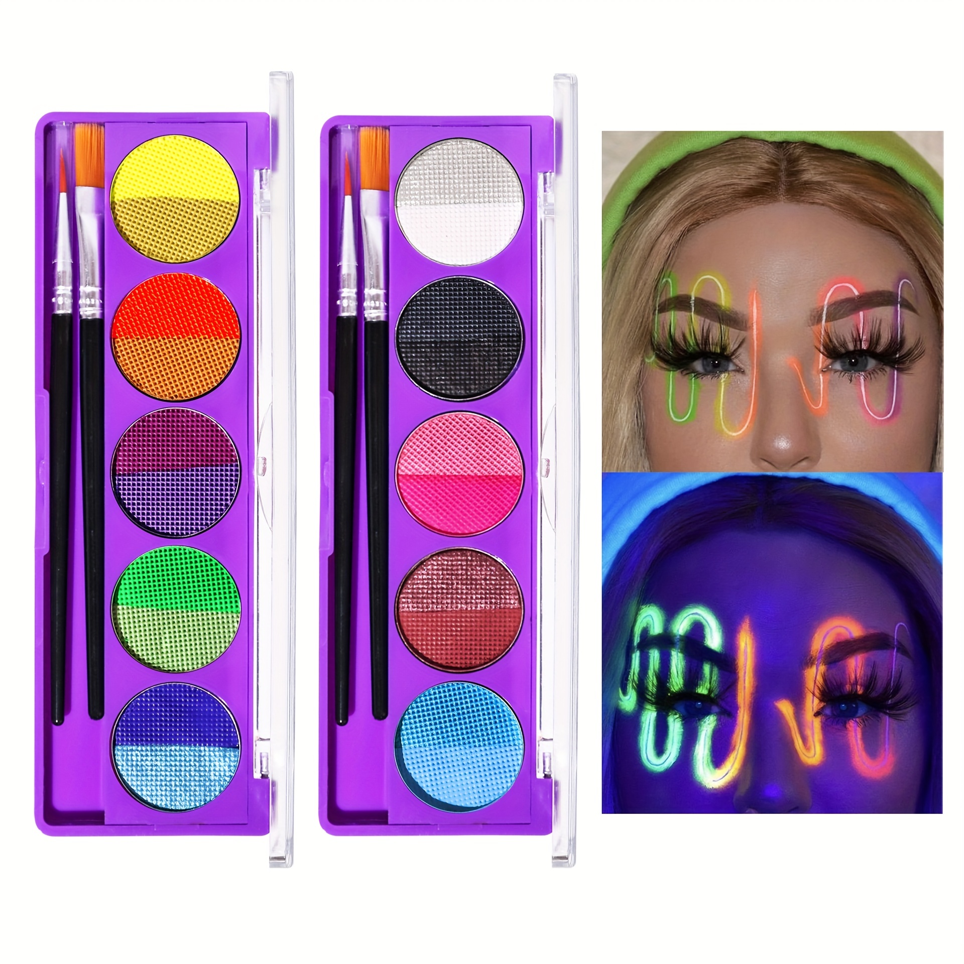 Uv Glow Face Painting Palette 10 Colors Bright Colors Neon - Temu