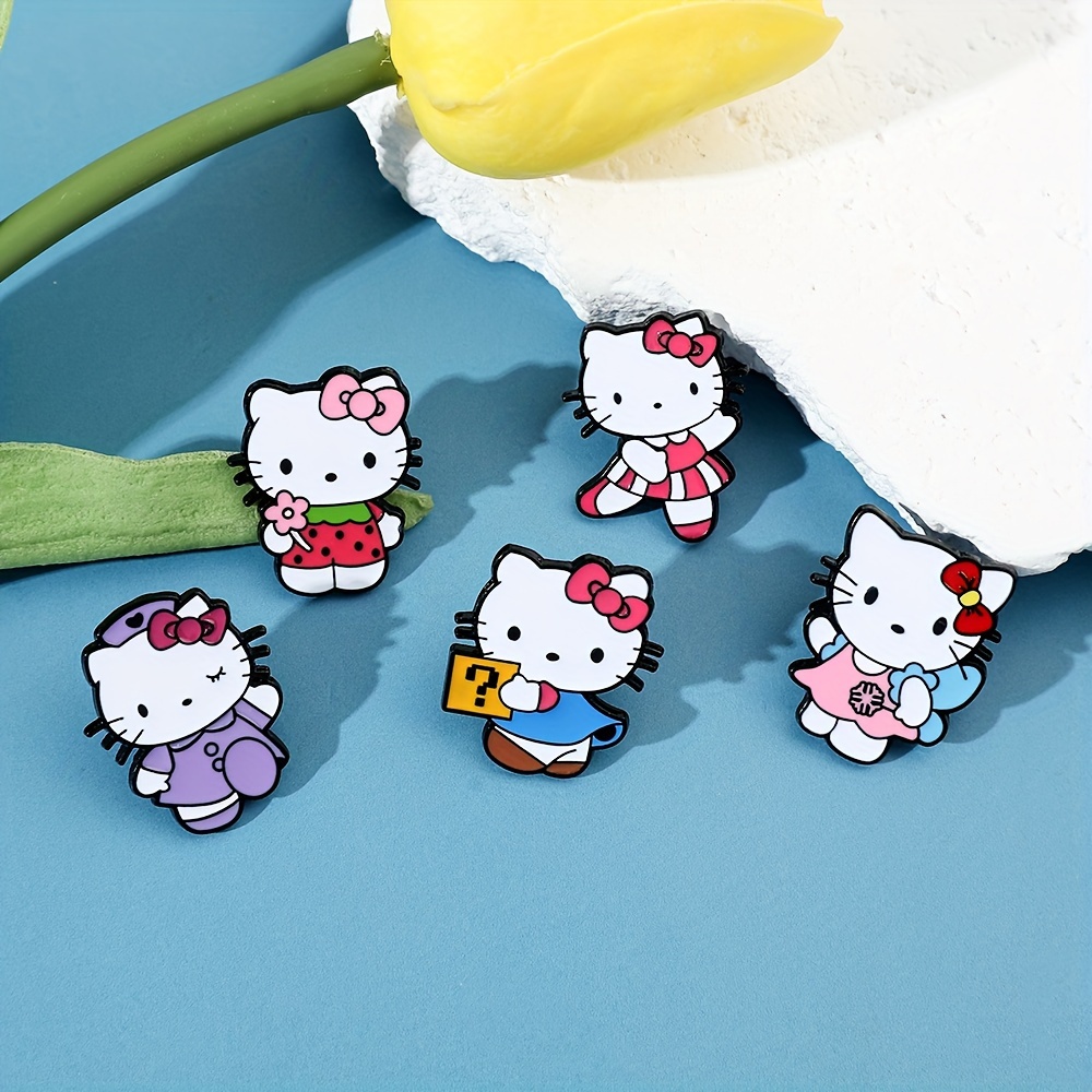 5pcs Series Brooches Cute Hello Kitty Enamel Pins Backpack Clothing Decorative Accessories,$3.99,C12-5pcs,Temu