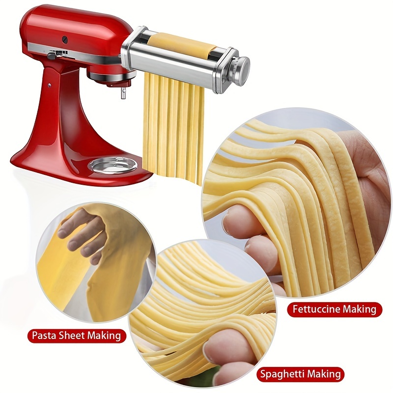 Pasta Maker Attachments Set For All Kitchenaid Stand Mixer, Including Pasta  Sheet Roller, Spaghetti Cutter, Fettuccine Cutter (machine/mixer Not  Included) Blender Accessories - Temu Netherlands