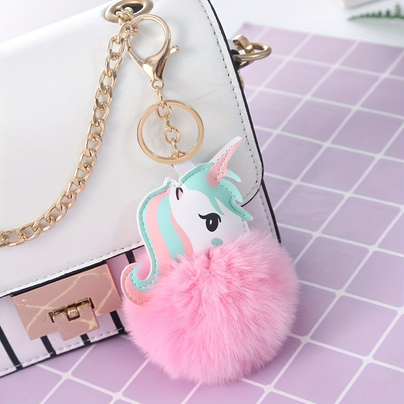 Unicorn Fur Ball Keyring Charm - Shop DT&CREATION Keychains - Pinkoi