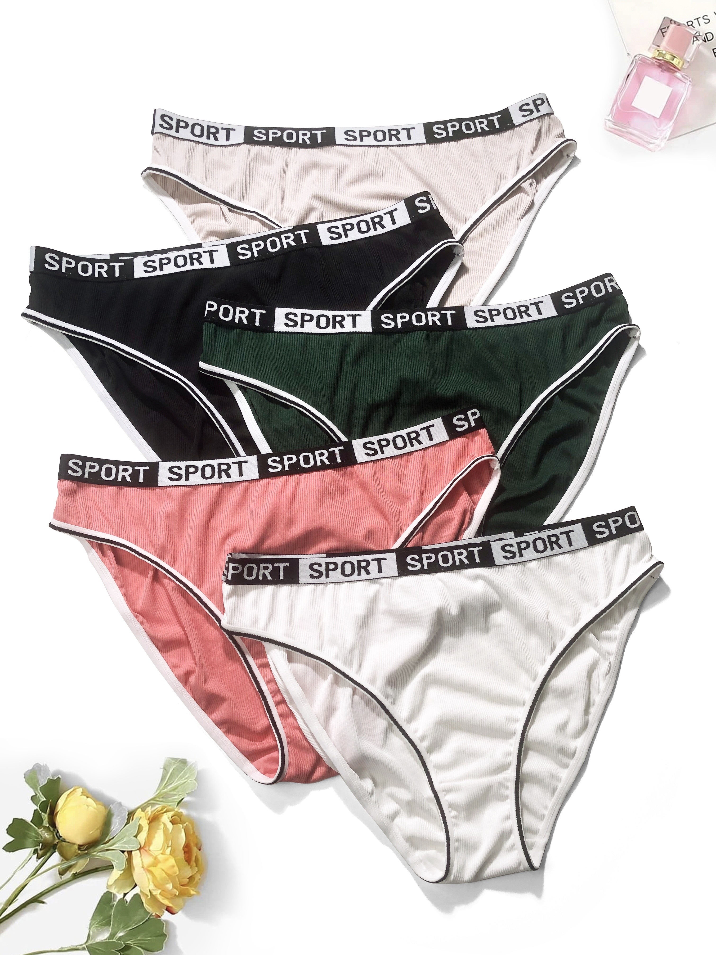 Plus Size Simple Panties Set Women's Plus Letter Graphic - Temu