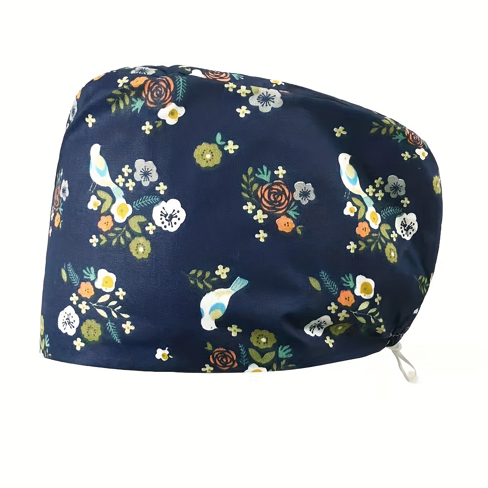 Printed Adjustable Work Cap Scrub Nurse Hat Men Women