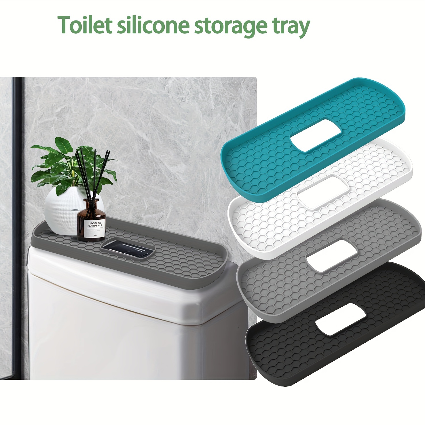 1pc Silicone Bathroom Tray, Modern Grey Bathroom Tray For Bathroom