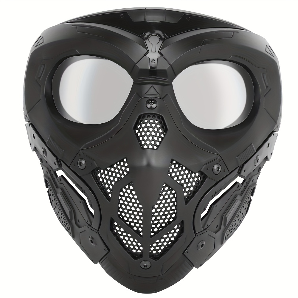 Tactical PJ casco de Airsoft rápido y máscara de cara completa extraíble  para caza tiro CS Game Wargame Militar (casco negro)