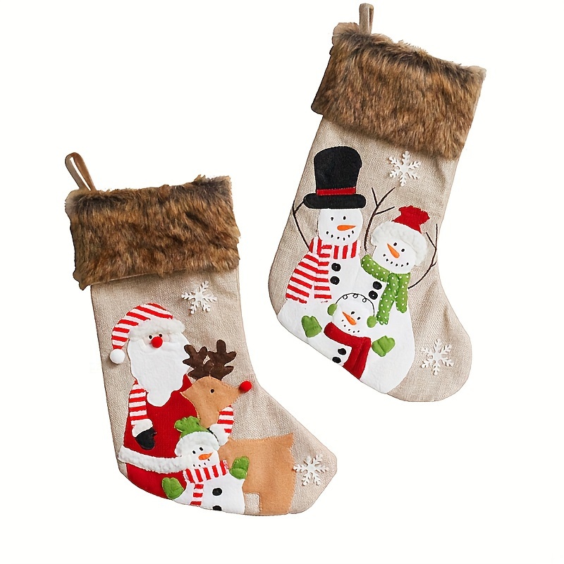 1pc, Calcetines Navidad Gran Trineo Viejo Hombre Muñeco Nieve