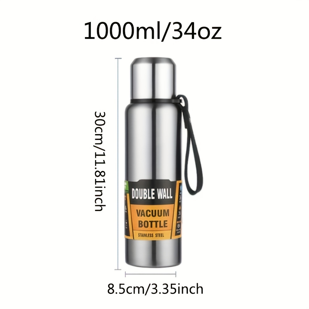 1L Stainless Steel Vacuum Insulated Flask With Pouch