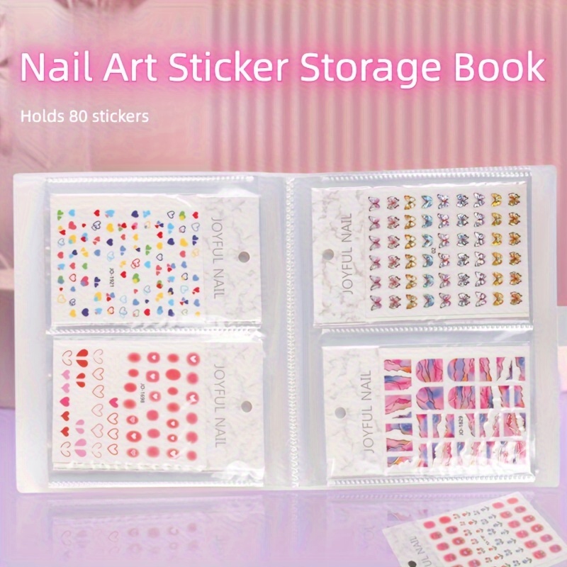 1 Pc Frosted Nail Art Sticker Storage Book Organizer, Holds 80 Stickers  Nail Art Decal Storage Box, Large Capacity Large Nail Art Charm Display -  Easi