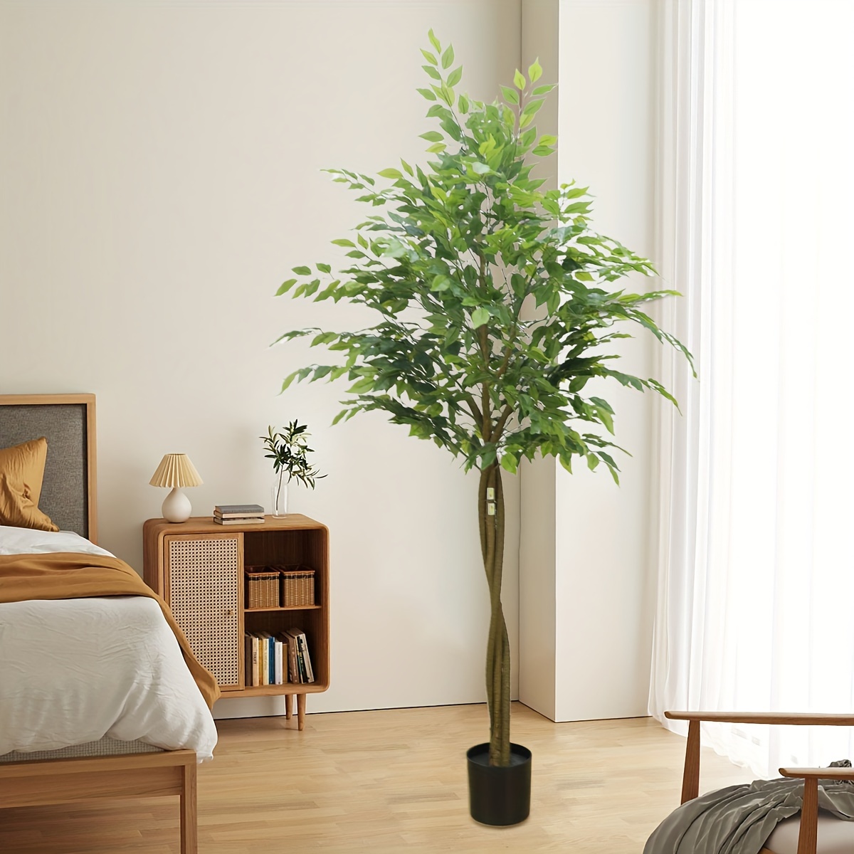 GIANTEX Albero artificiale per esterno o interno, Ficus artificiale  decorativo, altezza 120 m, 540 fogli e