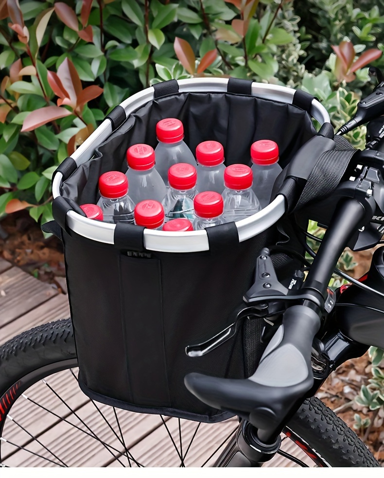 bicycle front basket bike small pet dog carry pouch 2 in 1 detachable mtb cycling handlebar tube hanging fold baggage bag 5kg load details 11