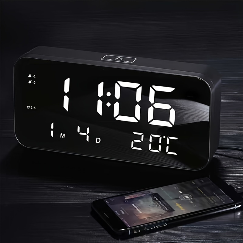  Reloj despertador digital inteligente y lindo reloj despertador  de escritorio, mesita de noche, mesita de noche digital, reloj despertador  de madera para personas que duermen pesadas, adultos, : Hogar y Cocina