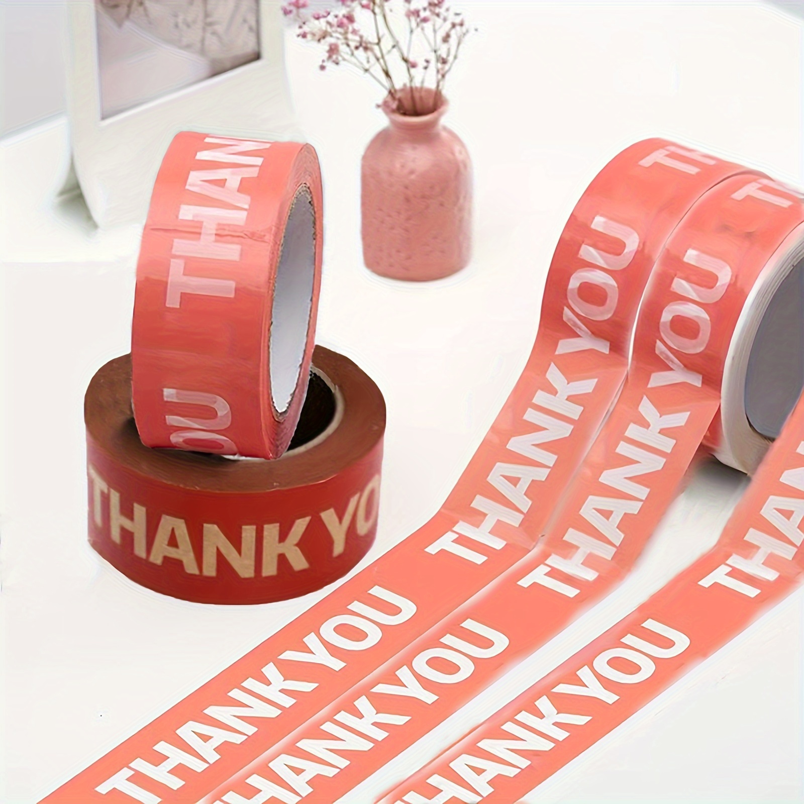 

Thank You" Transparent Pieceing Tape, 1.77 Inch X 40/100 Yards, Odorless, Waterproof, Durable For Shipping & Sealing Boxes