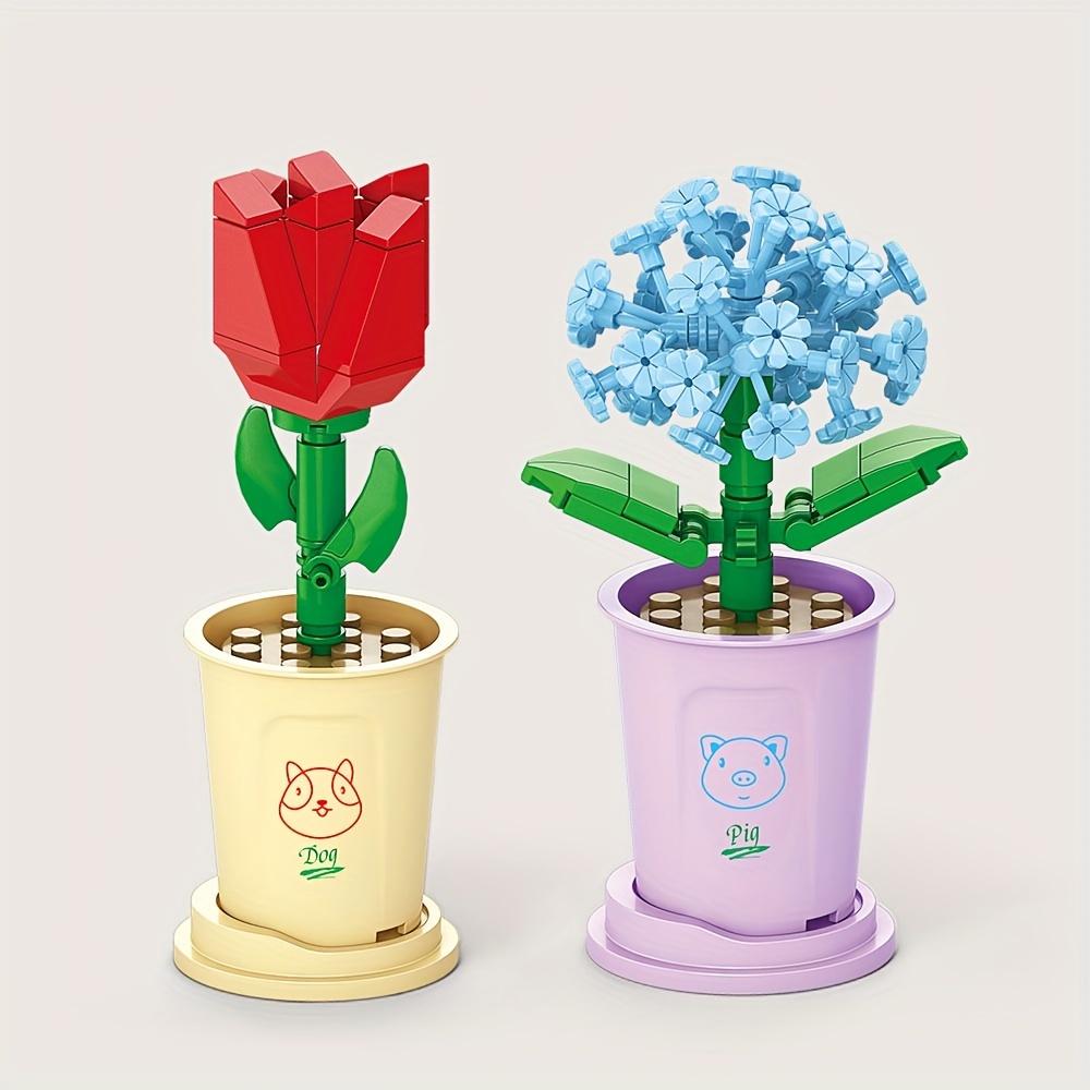 1 set Fleur De Cerisier En Pot Mini Bloc De Construction Fleur