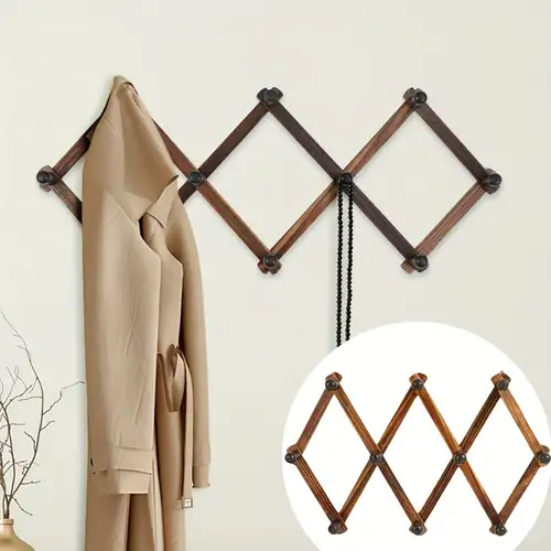 Wood Hooks for Hanging Coats - 4 Pack Coat Hooks Wall Mounted, Wooden Wall Hooks for Hanging Hats, Keys, Towels, Robe, Purse, Rustic Hooks for