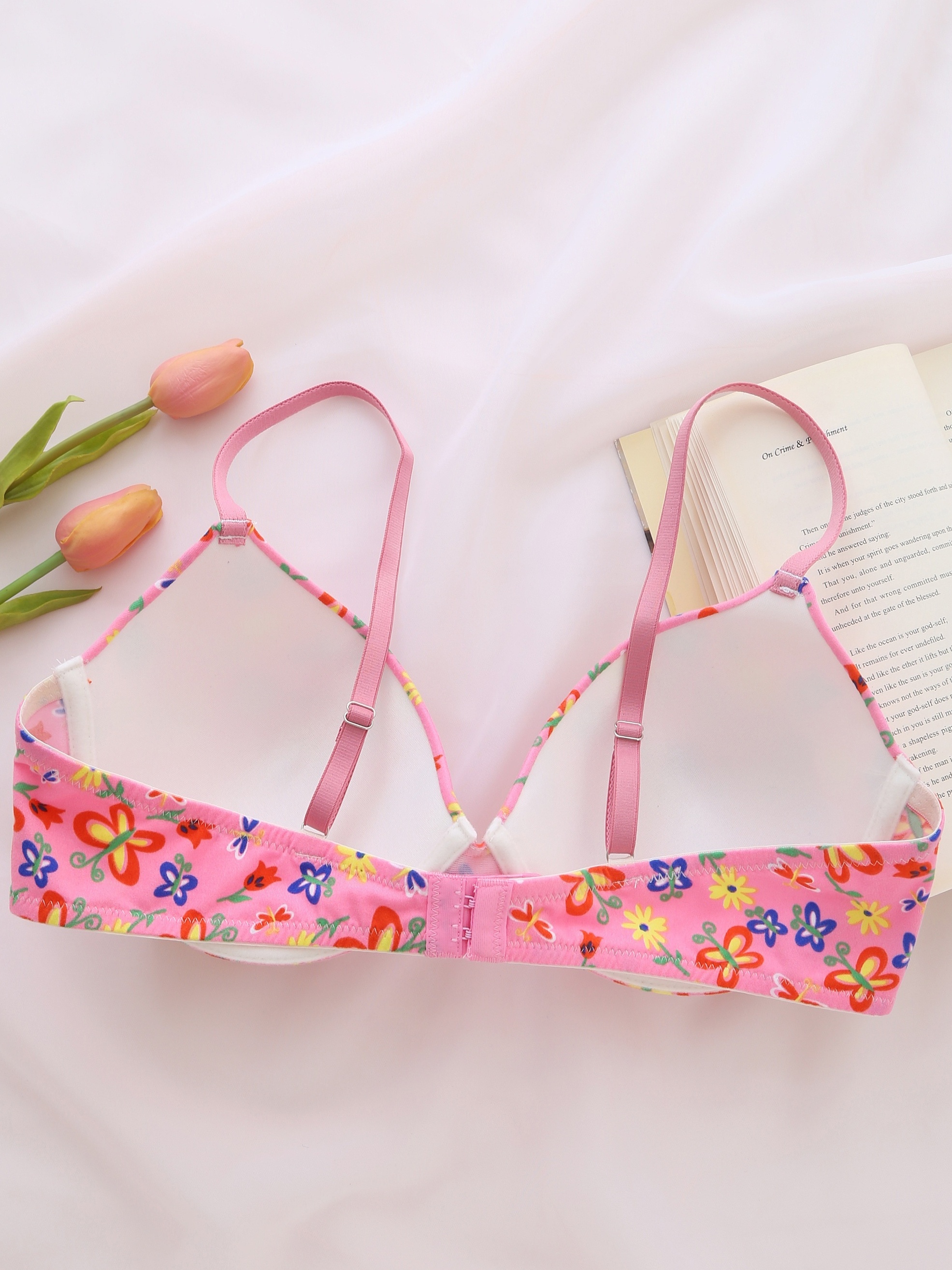 Ditsy Floral Print Push Bra Comfy Breathable Full Coverage - Temu