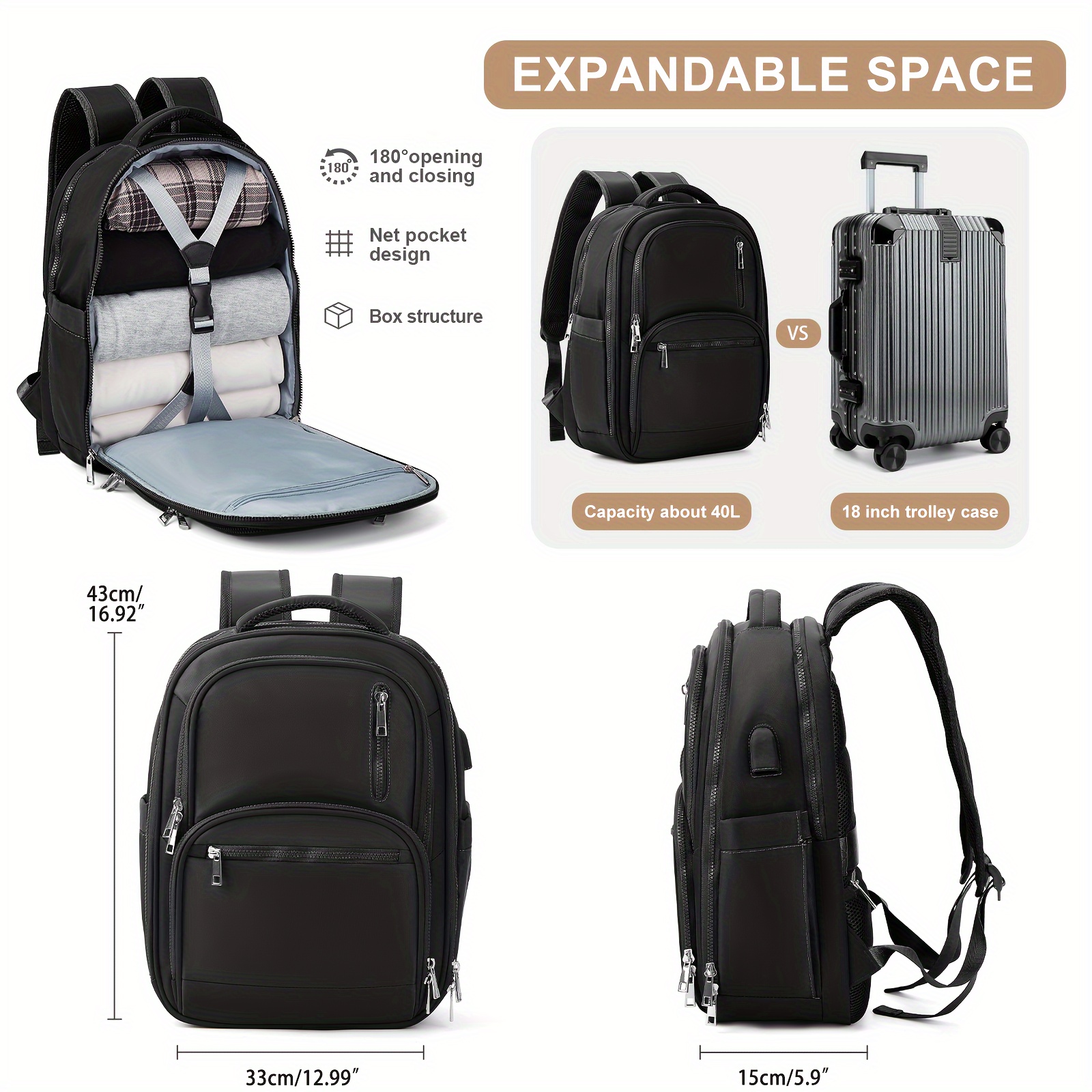Multifunctional 40L Men Backpack Travel Bag Large Capacity Versatile Travel  Bag