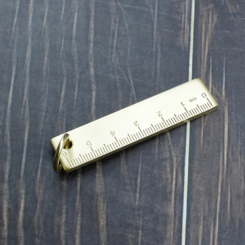 Mini Portable Metal Ruler Thickened Brass Keychain Rule For - Temu