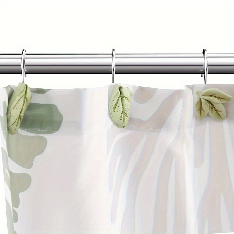 Shower Curtain Hook Green Leaf Decorative Metal Rust proof - Temu