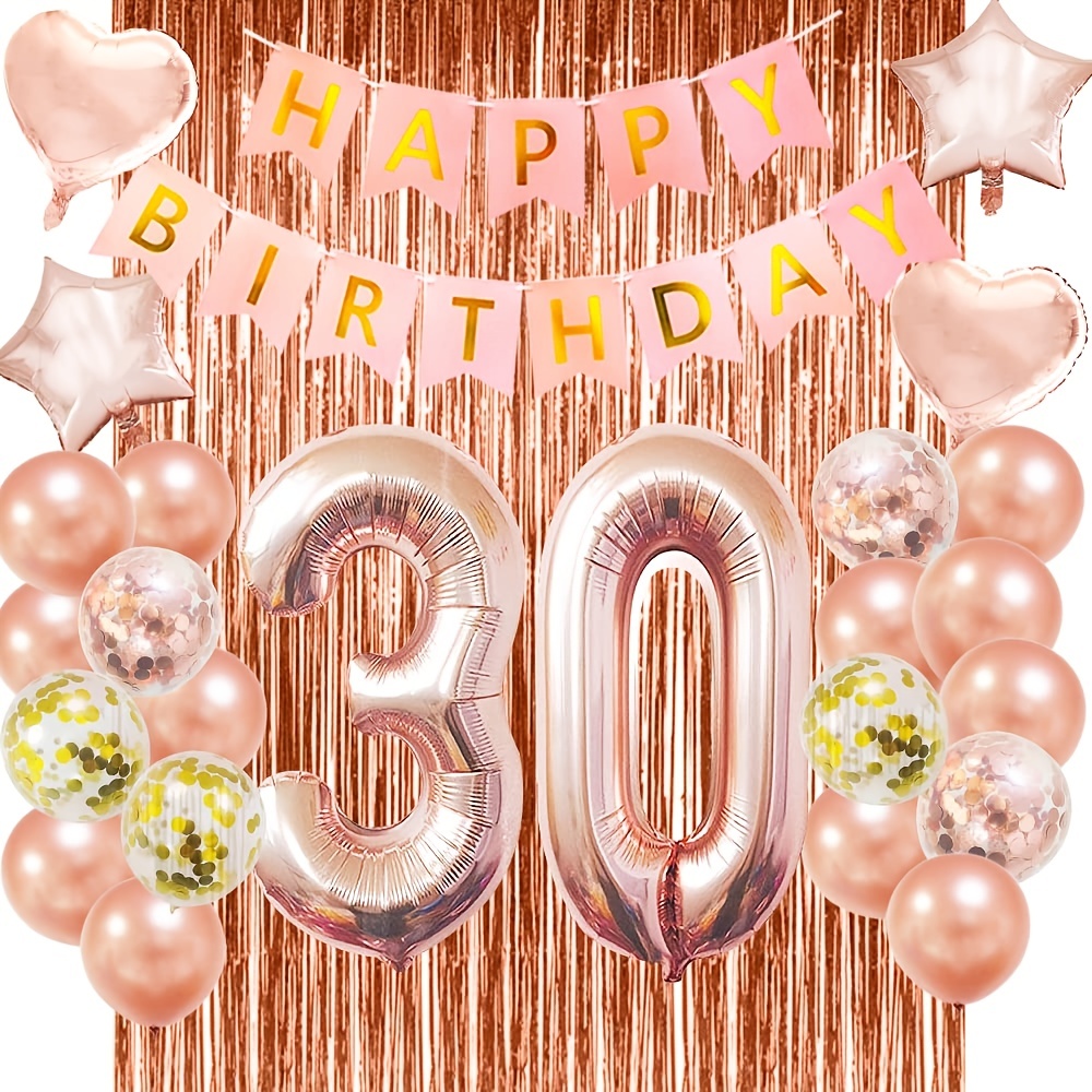  NORTHERN BROTHERS Decoraciones de 30 cumpleaños para mujer,  decoraciones de cumpleaños de 30 para ella, globos de número 30,  decoraciones de fiesta de cumpleaños 30 : Hogar y Cocina