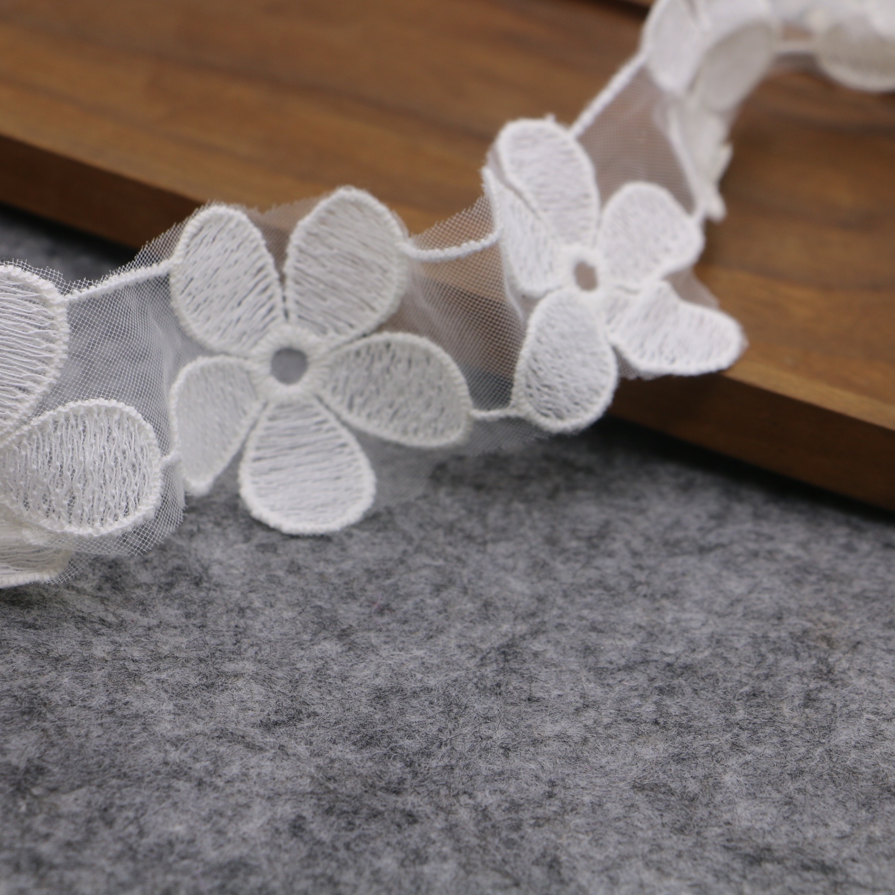 White Lace Trim Embroidery Small Floral Mesh Ribbon For - Temu