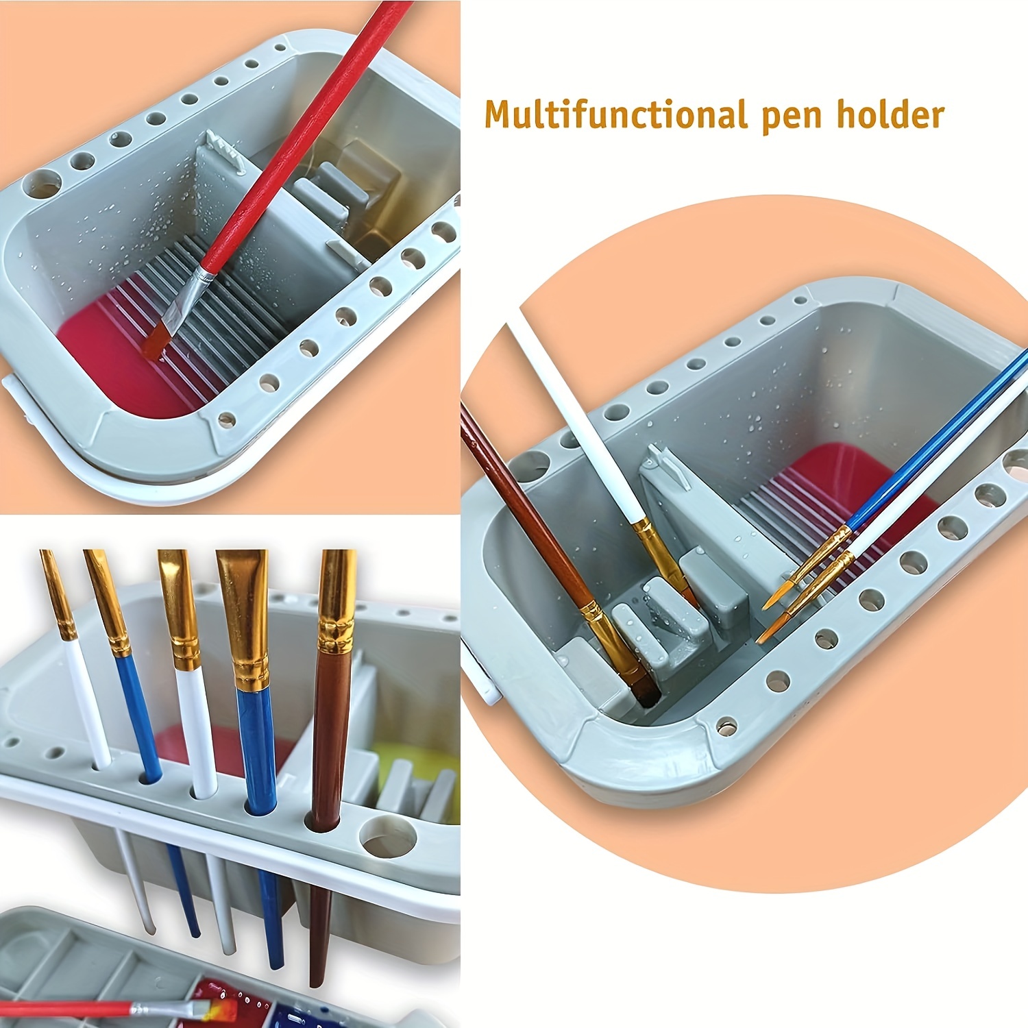 16 Hole Multi-Use Paint Brush Washer Cleaner Holder, 18 Palette Wells — TCP  Global