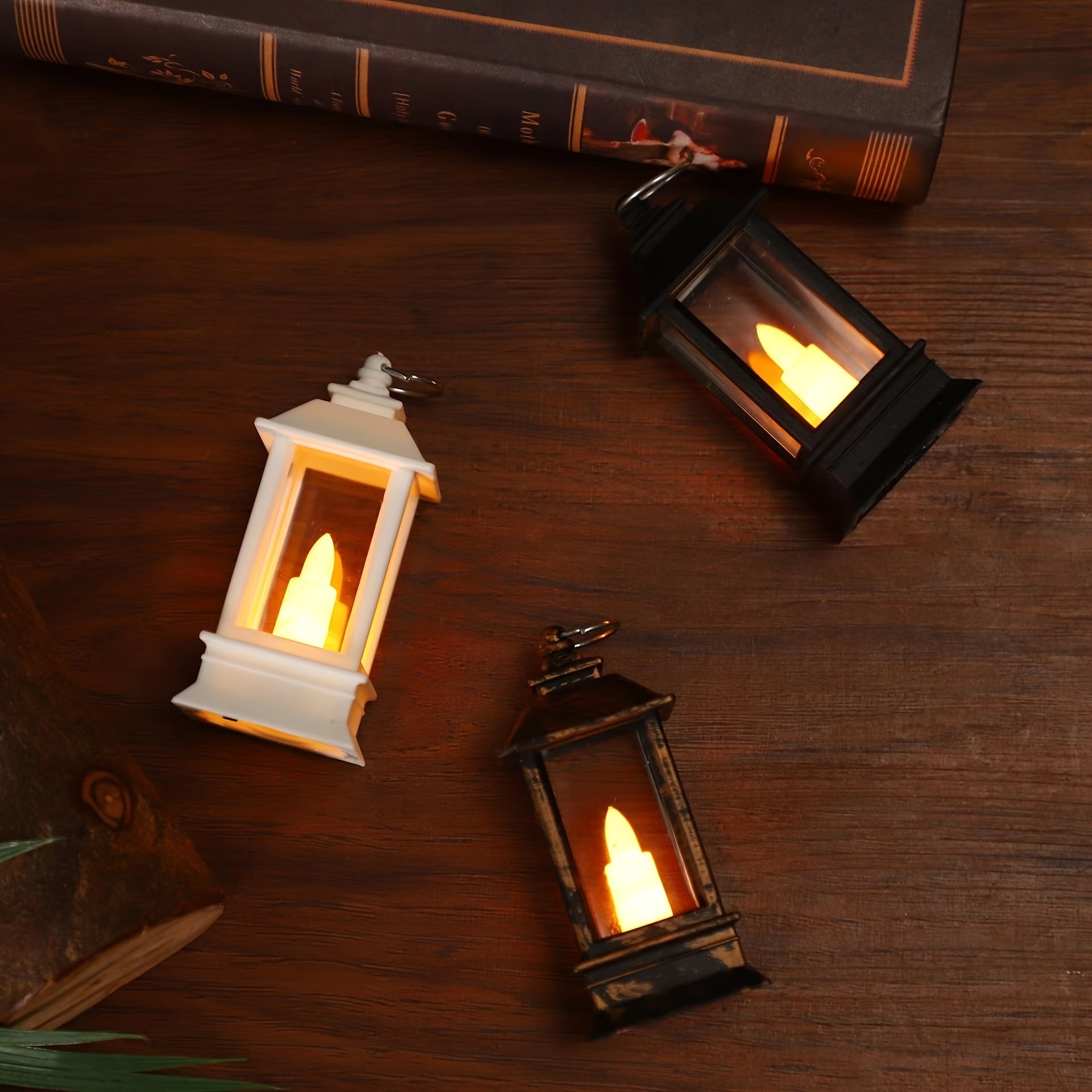 Mini Lantern With Flickering Led Candle Vintage Candle Light - Temu
