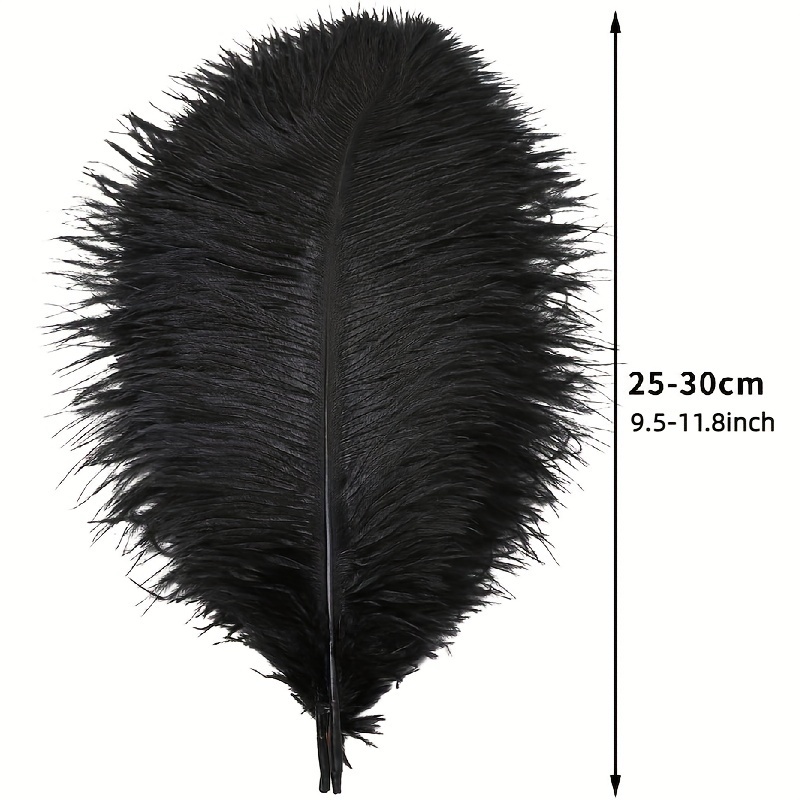 Black 10 pcs 20-25cm Ostrich Feathers Decor Centerpieces Carnival Wedding  Party