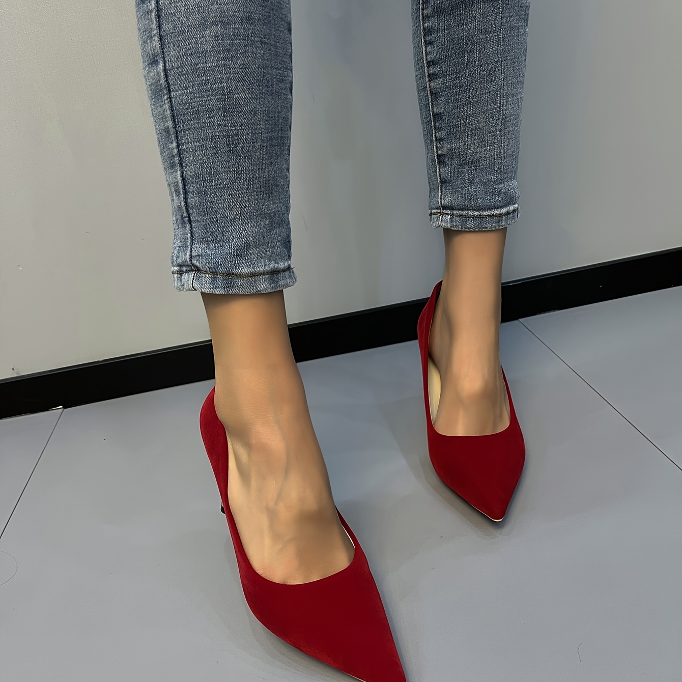 Women's Pointed Toe Metal Heel High Heels Stiletto Pumps