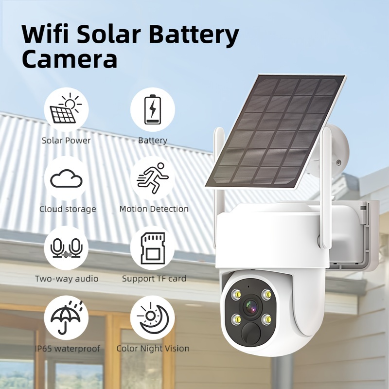 360° Camara De Seguridad Solar Inalambrica Para Exterior WIFI Con Audio SD  Card