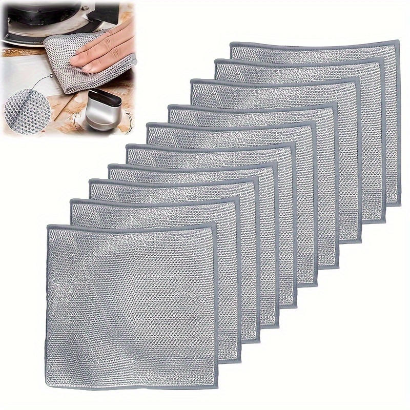 Steel Wire Kitchen Dishwashing Cloth Silver Cleaning Cloth Reusable Pot  Brush Rags Magic Dish Towel Non Stick Oil Dishcloth - AliExpress