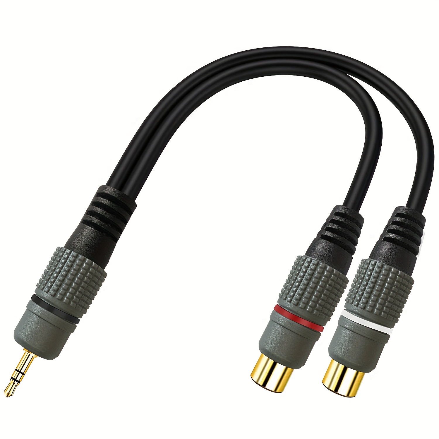Cable divisor de audio de 3.5 a RCA, cable adaptador mini TRS estéreo macho  de 1/8 pulgadas a conector hembra RCA - 9.8 in (macho de 0.138 in recto a
