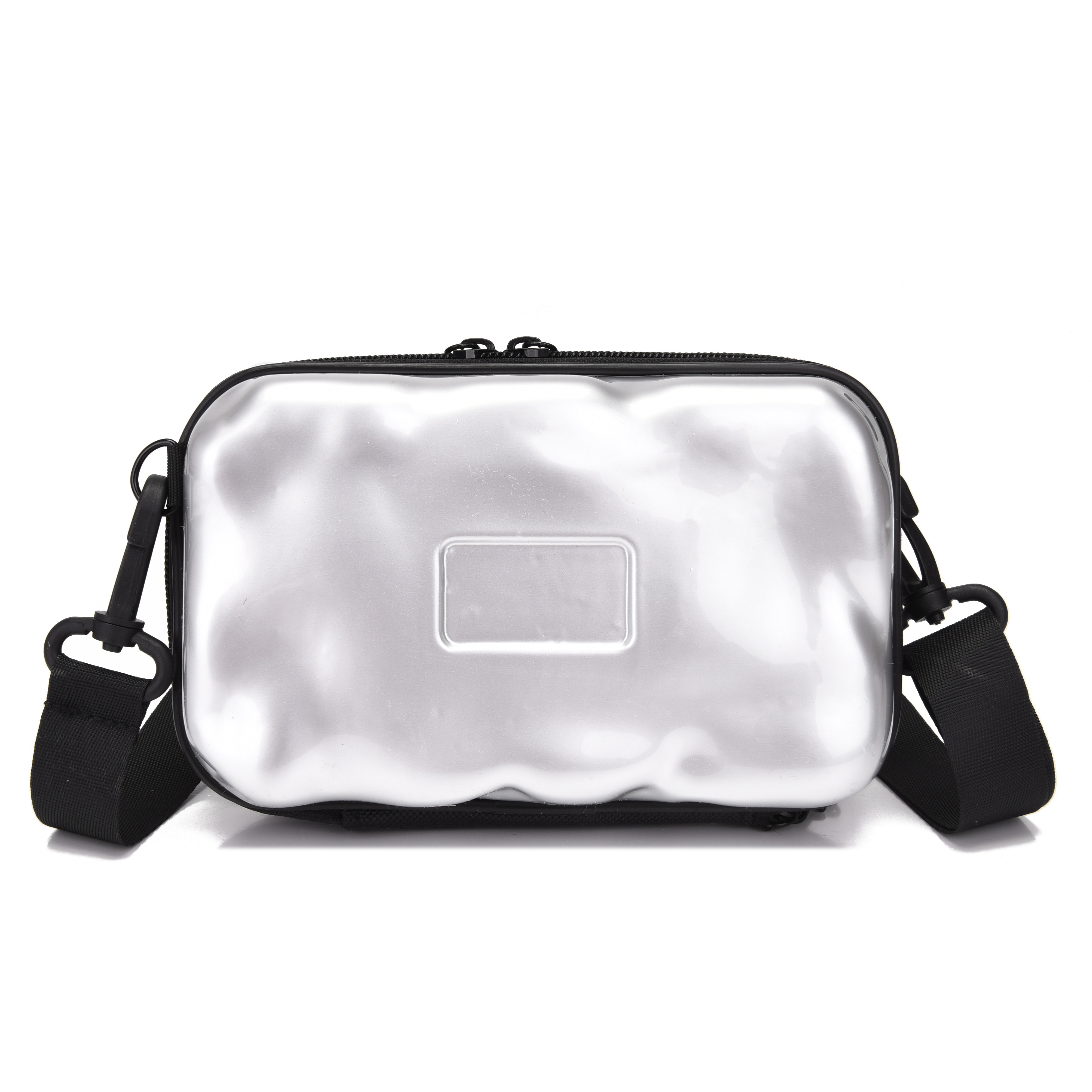 Men's Geometric Street Messenger Bag, Hard Shell Mobile Phone Box Silver  Shoulder Bag - Temu