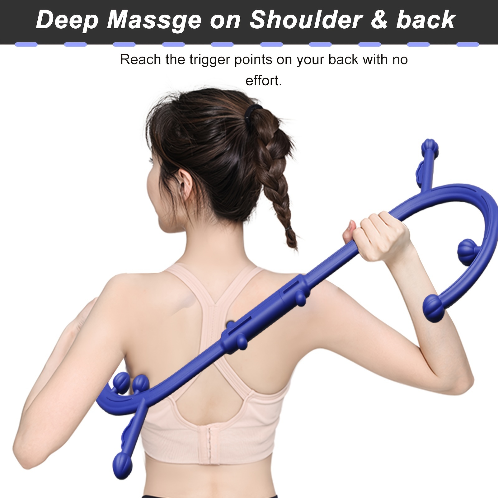 Back And Neck Massager - Self Massage Tool, Massage Trigger Point Cane,  Handheld Back, Neck, Shoulders, Leg And Foot Massager Bar, Muscle Knot  Remover
