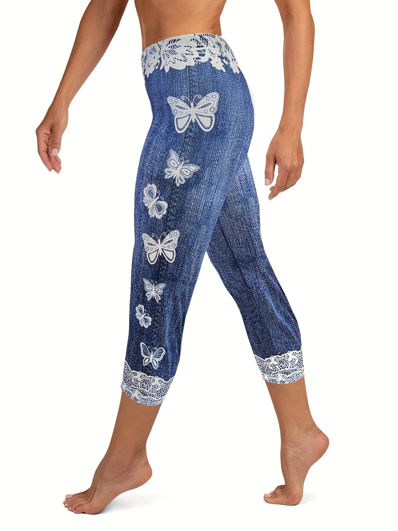 Floral Print Skinny Capris Leggings, Casual Crop Leggings For Spring &  Summer, Women's Clothing