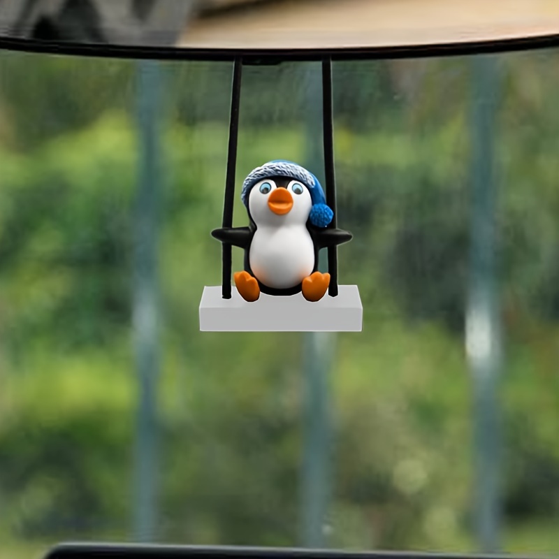 iSpchen Autospiegel Anhänger Niedliche Pinguin schwingende Anhänger  kreative Hänge Anhänger Deko Rückspiegel Anhänger Auto Ornament Dekoration