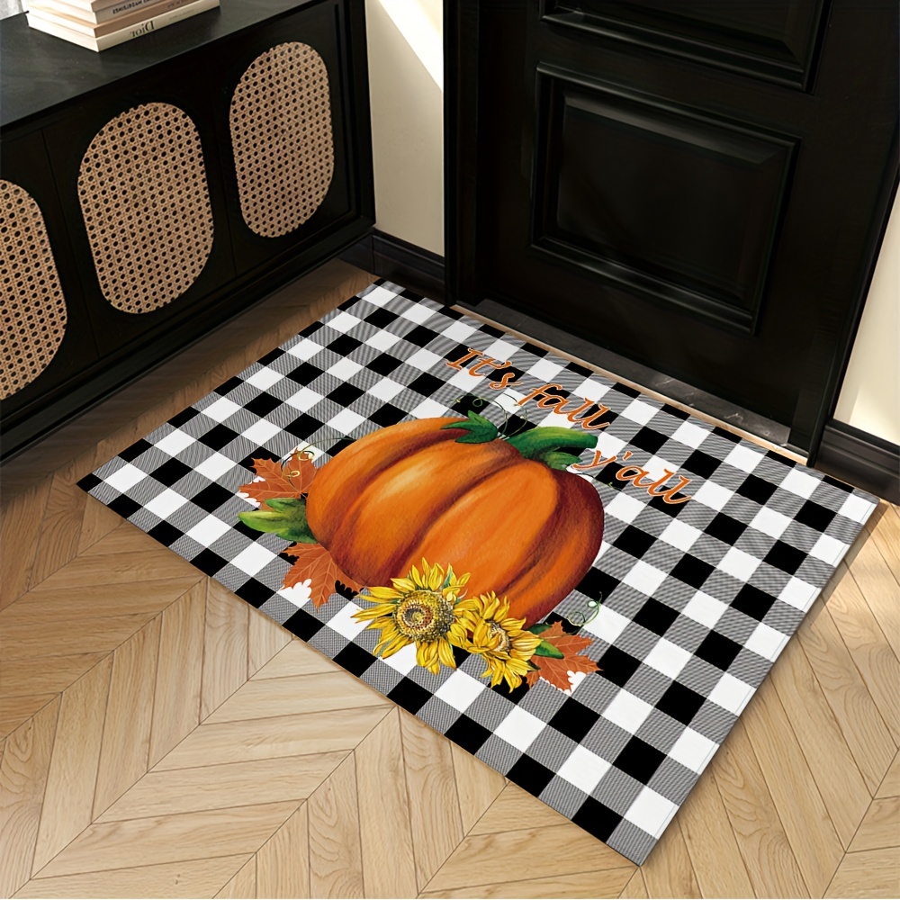 Autumn Pumpkin Print Floor Mat Thanksgiving Pumpkin Maple - Temu