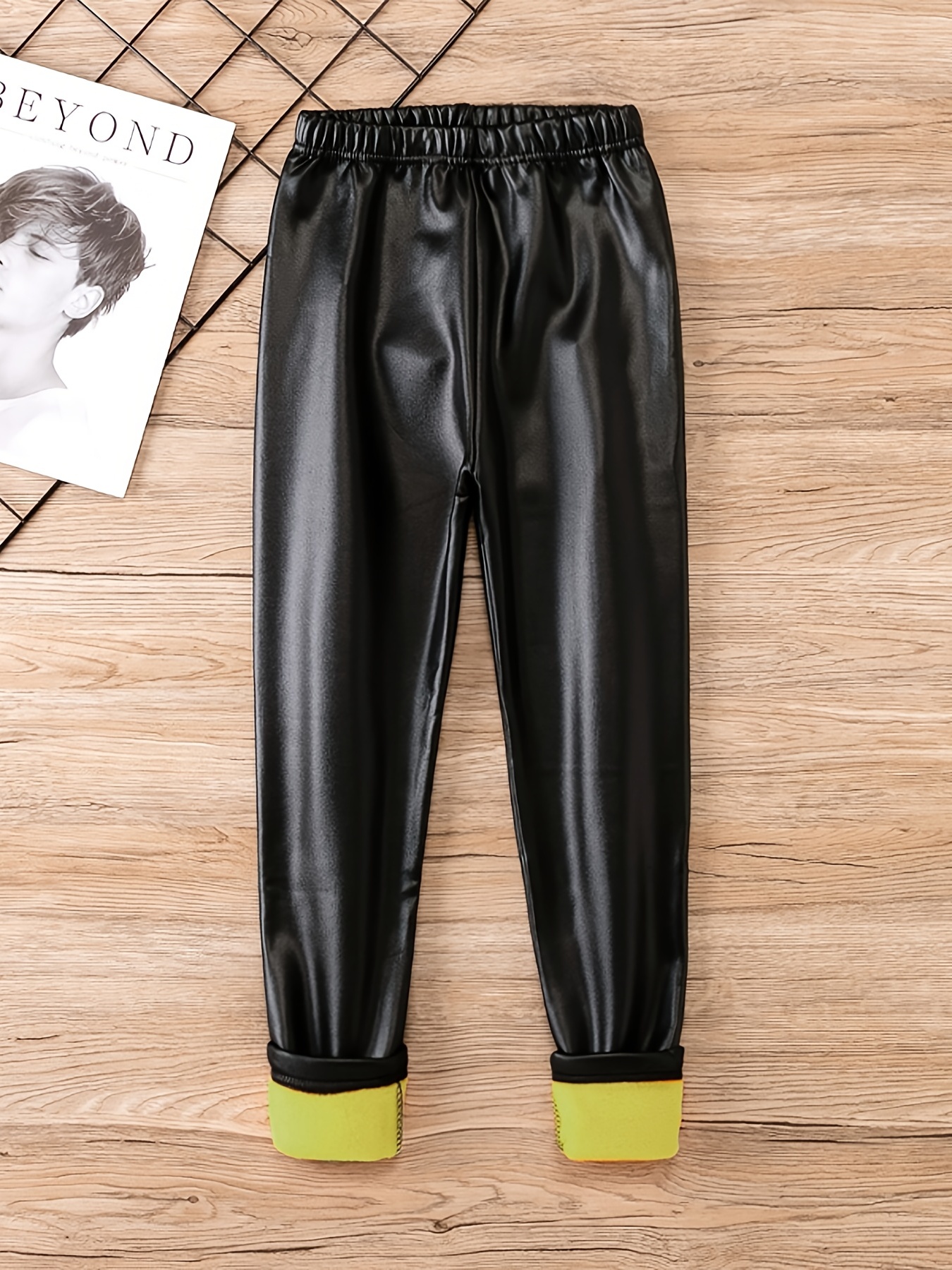 Black Leather Pants - Temu