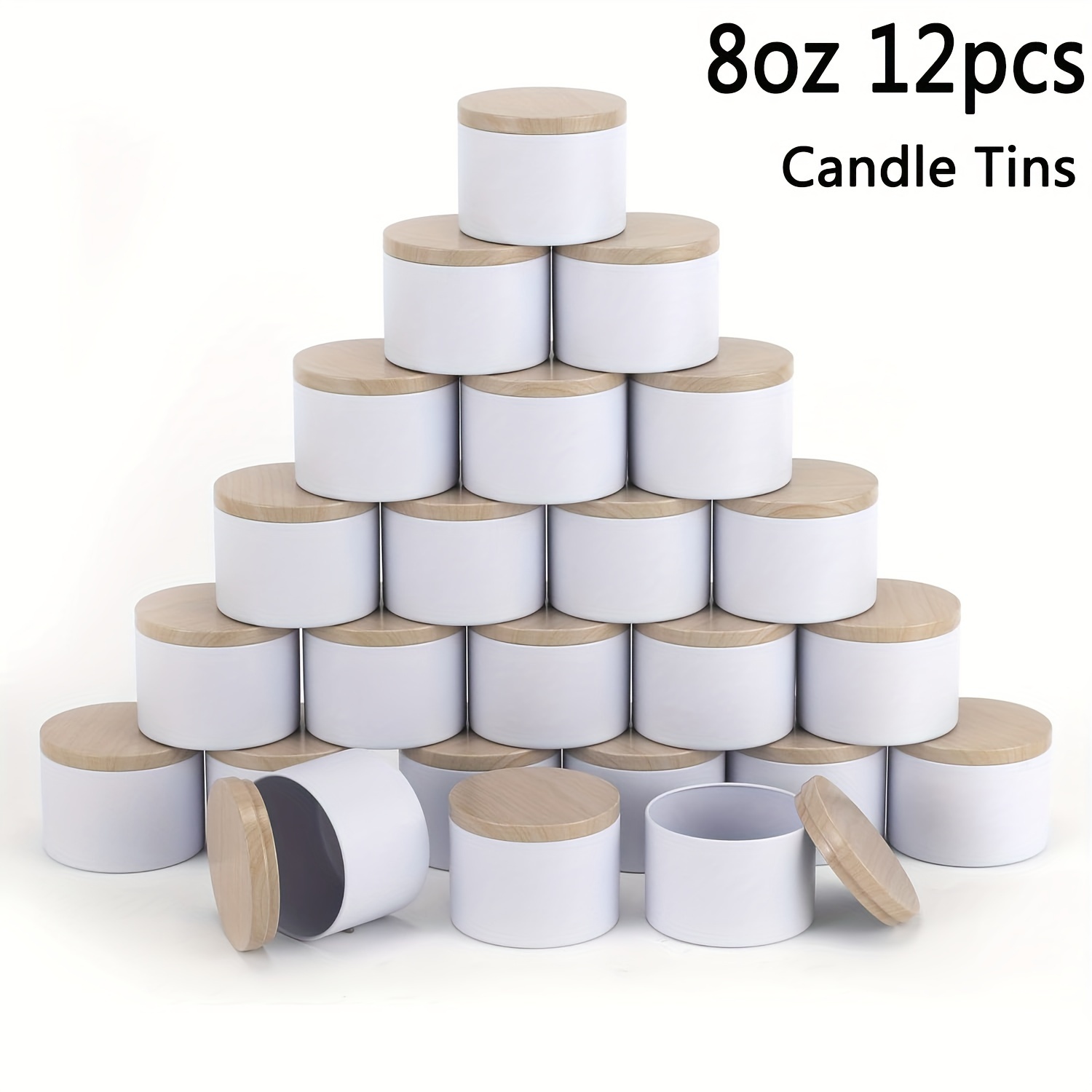  VITEVER Paquete de 16 tarros de vela de vidrio grueso de 10  onzas con tapas de bambú y kit de mecha para velas, tarros de vela de  vidrio vacío transparente a