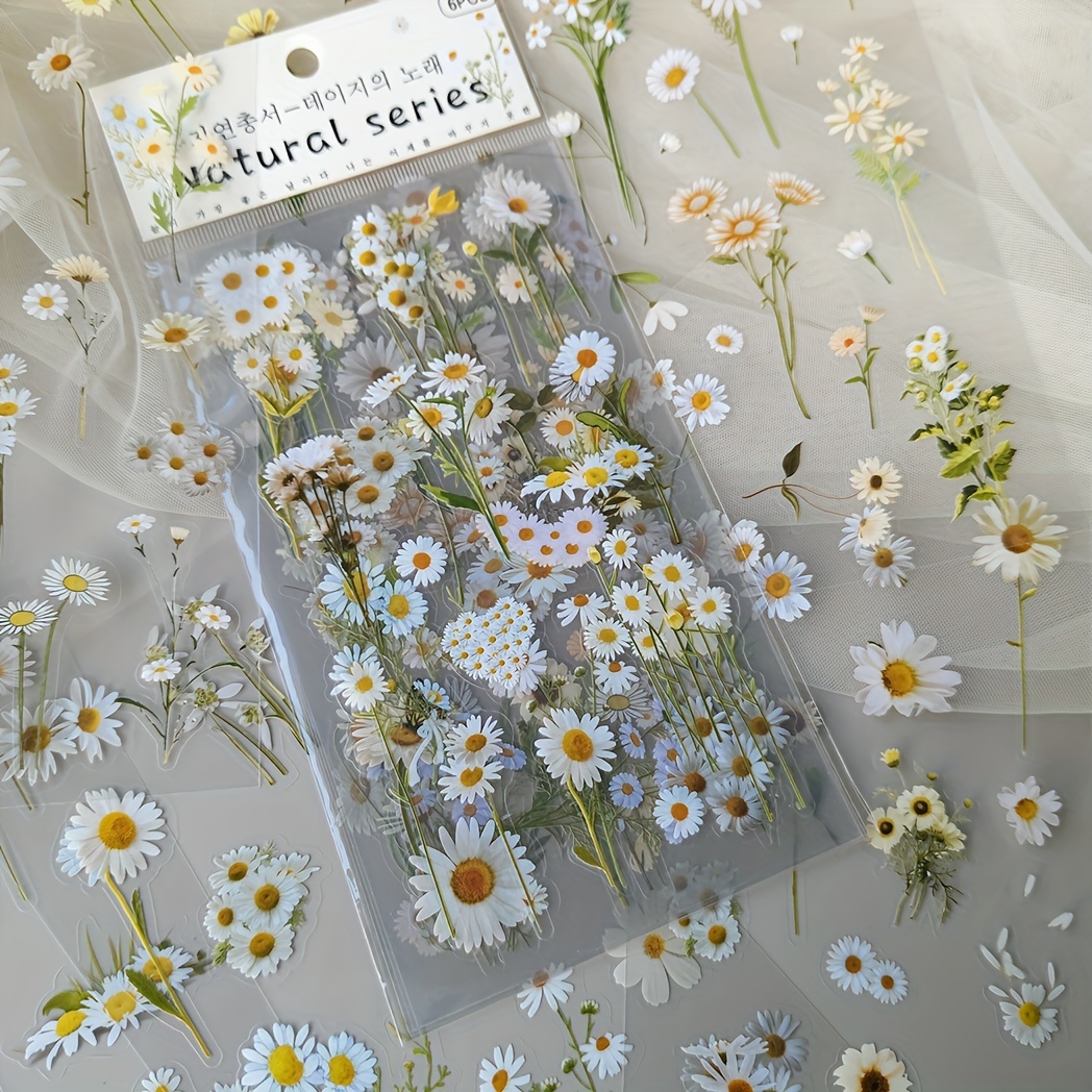 Image of 1 Pack Of 6 Sheets Of Vintage Botanical Floral Pvc Decorative Journaling Base Stickers