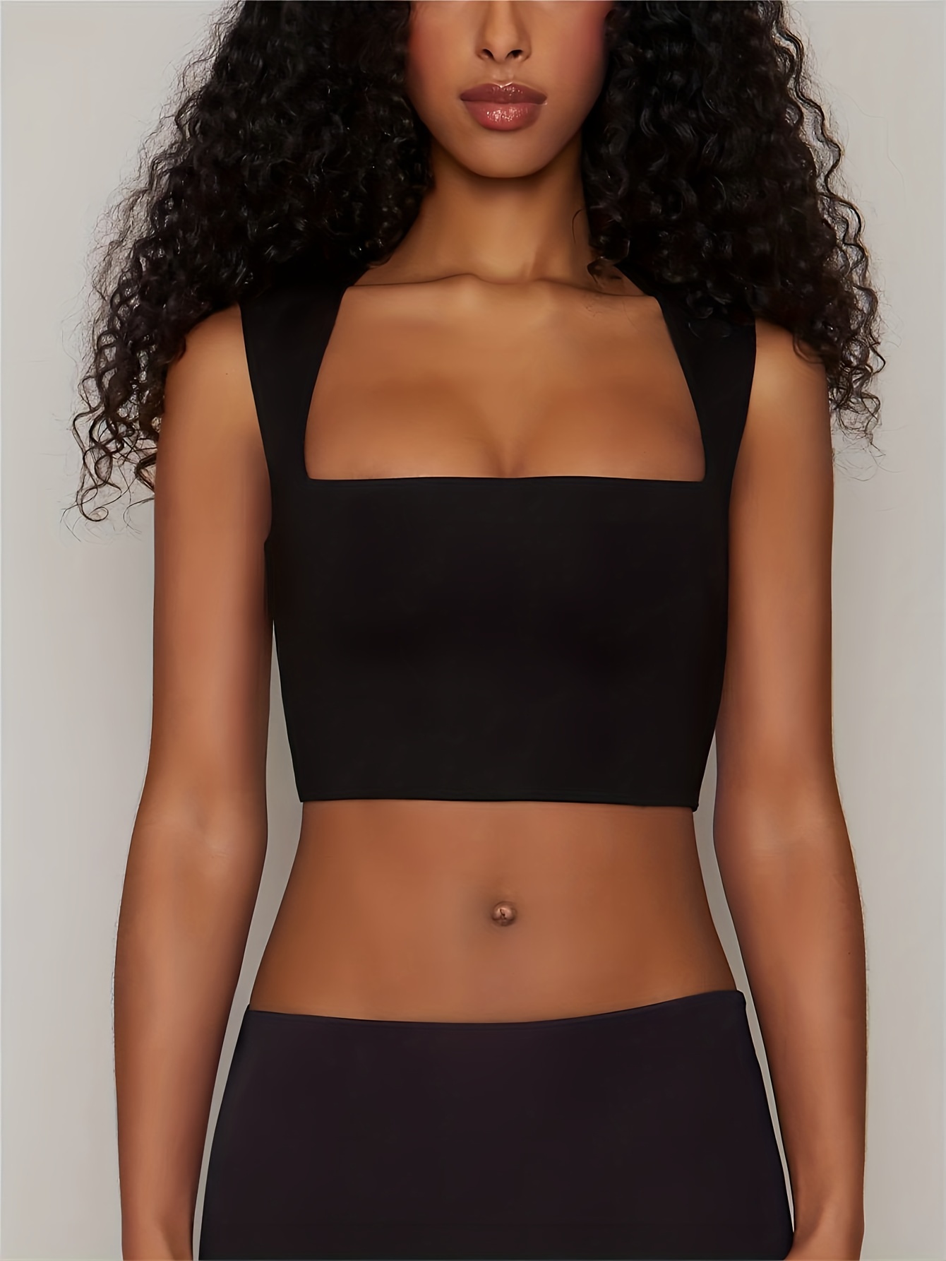 Seamless top with a criss-cross neckline - Women's fashion