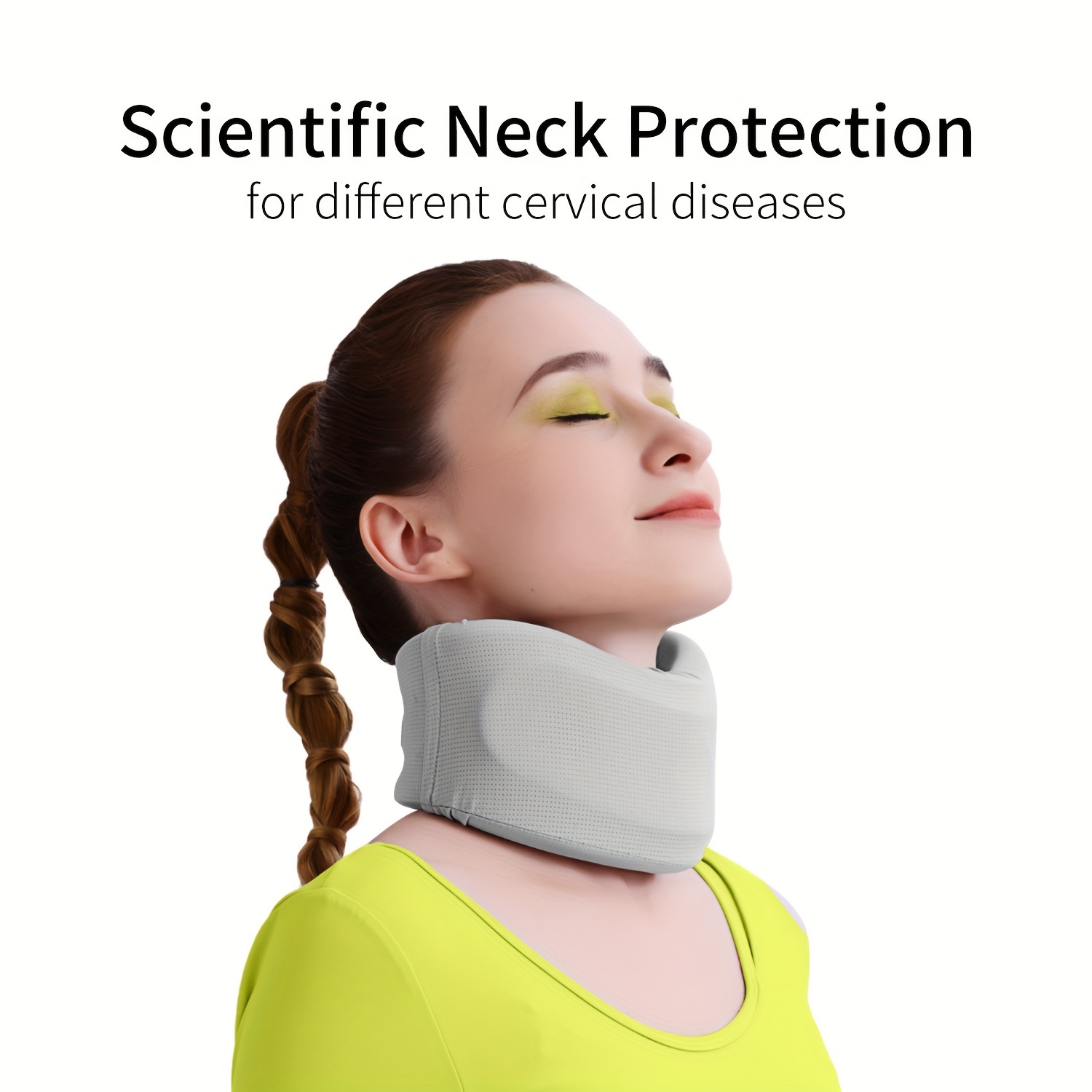1pc Ice Silk Neck Brace, Neck Protector Neck Brace Adjustable Cervical  Collar For Sleeping Relief Neck Support Solid Color Soft Neck Brace