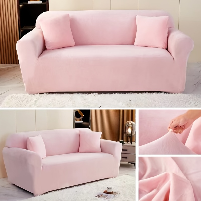 Velvet Sofa Seat Cushion Cover Thick Solid Soft Stretch Sofa Plush  Slipcovers