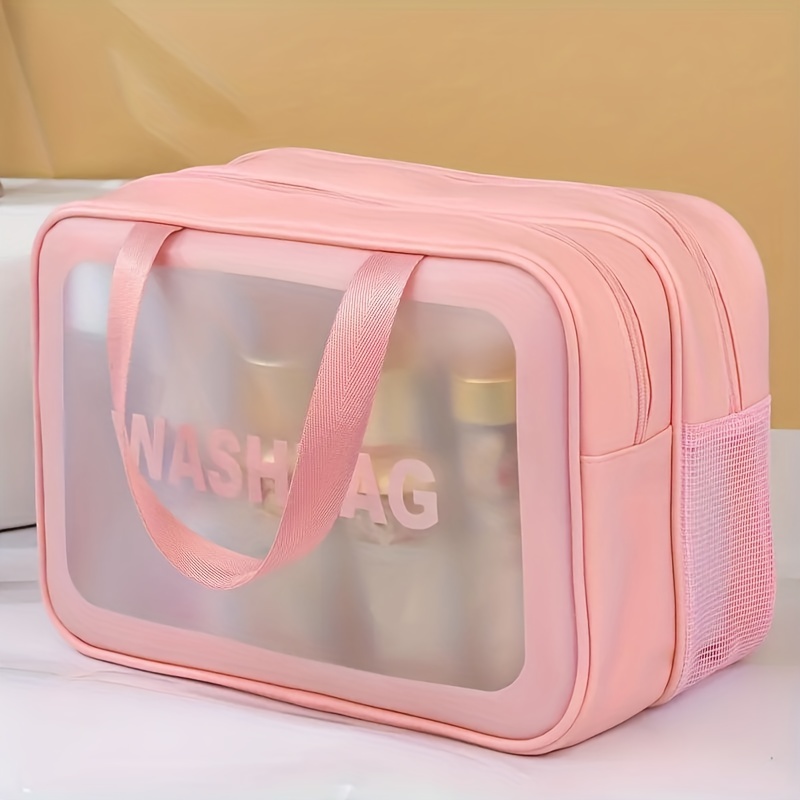 Large Capacity Waterproof Makeup Bag With Double-layer Finishing Storage  And Zipper Handle For Travel And Skin Care Products - Temu